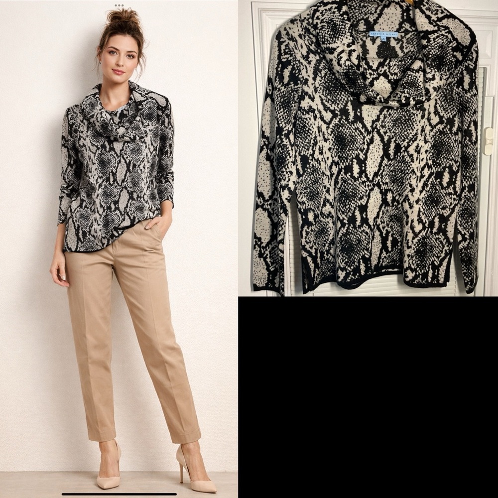 Antonio Melani Wool Snake  Print Cowl‎  neck Sweater. Size Small